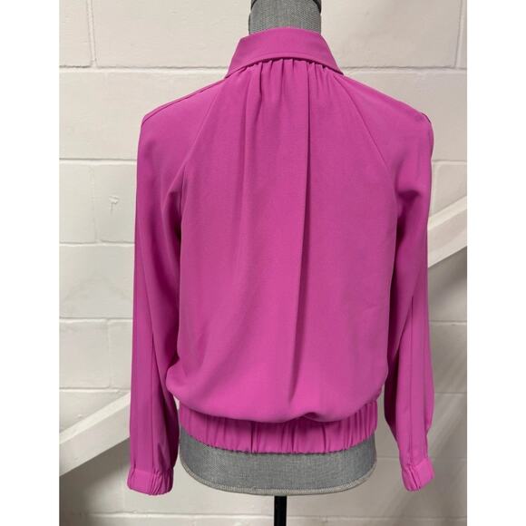 Trina Turk Snapdragon Pink Astounding Zip Up Collared Bomber Jacket Size XS NWT - Picture 7 of 11